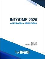Imagen de la portada del Informe 2020 de Actividades y Resultados del INEGI Tomo 1