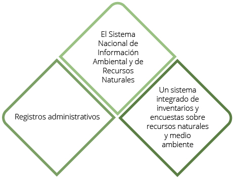 Además de los registros administrativos son fuente para los indicadores clave: el sistema integrado de inventarios y encuestas sobre recursos naturales y el Sistema Nacional de Información Ambiental y de Recursos Naturales