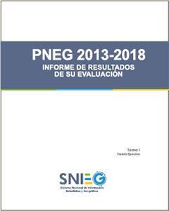 Imagen de la portada del Informe de resultados de la evaluación del Programa Nacional de Estadística y Geografía 2013 a 2018, tomo uno, versión ejecutiva