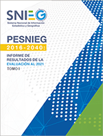 Portada del Informe de Resultados de la Evaluación al 2021 del Programa Estratégico del Sistema Nacional de Información Estadística y Geográfica