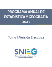 Imagen de la portada del programa Anual de Estadística y Geografía 2023, Tomo uno, versión ejecutiva