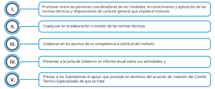 Se enlistan las funciones de los Comités Técnicos Epecializados del Subsistema Nacional de Información Económica