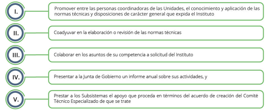 Se enlistan las funciones de los Comités Técnicos Especializados del SNIGMAOTU